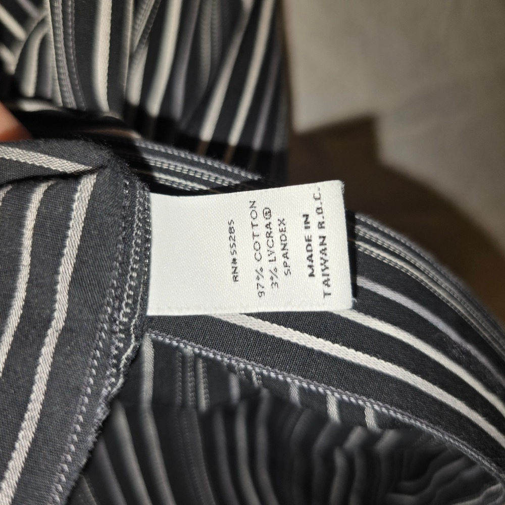 Express 1MX Button Up Shirt XL Mens Black White Vertical Stripe Long Sleeve